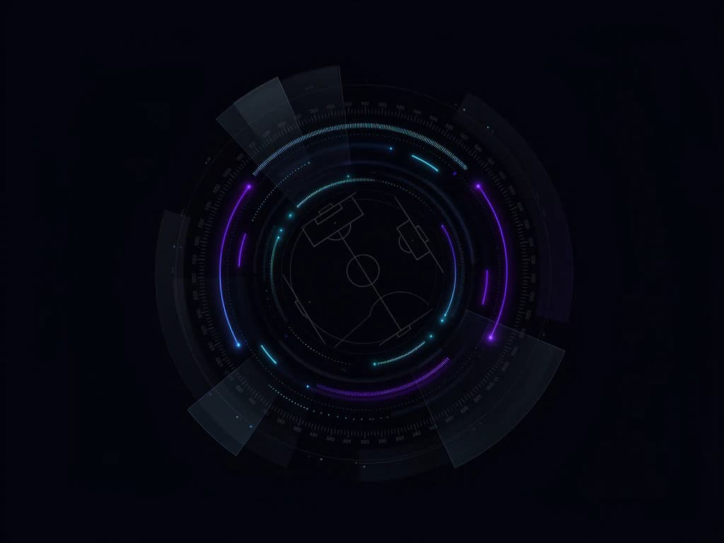 Abstract readiness calibration rings around a soccer field diagram.